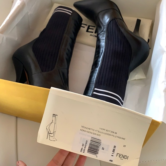 Fendi leather & knit sock boots - Picture 6 of 6